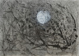 Ohne Titel, 92 x 64 cm, Öl, Tusche, Bleistift, Kohle auf koreanischem Papier Hanji-----         무제, 92 x 64 cm, 한지에  수묵, 연필과 목탄, 유화