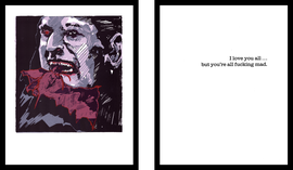 BÜKE SCHWARZ  "OZZY OSBOURNE" ZYKLUS POPULAR  BILDTAFEL: SIEBDRUCK  TEXTTAFEL: LETTERPRESS  30 X 24 CM (DIPTYCHON)  2013/14  EDITION:15