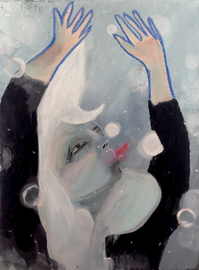 MARIA WINDSCHÜTTEL   OHNE TITEL    2016    ACRYL, PASTELS, GLITTER AUF CANVAS  50 x 40 CM