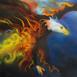 The Bird of Fire - Acquarello e pastelli su carta - 35x50