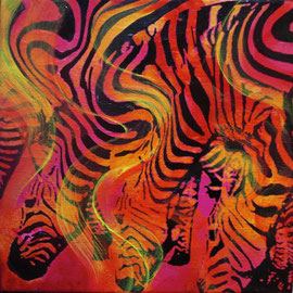 Piccole zebre rosse - Olio su tela - 20x20