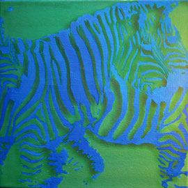 Piccole zebre azzurre - Olio su tela - 20x20