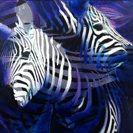Zebre blu - Olio su tela - 30x30