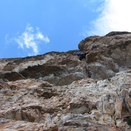 Chrissi on the 6c pitch.