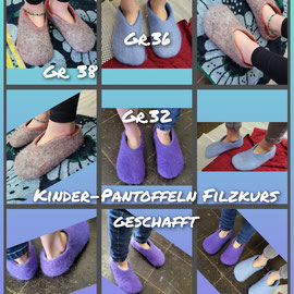 Fürs Pantoffeln Filzen sind mindestens 2 Termine notwendig! Ab 5. Klasse