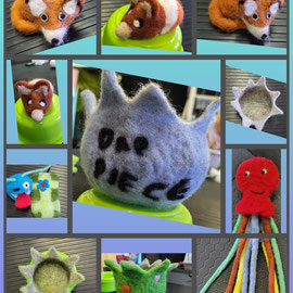 Ergebnisse der TN:Zackenschalen, Brillenetui, Monster, Fuchs, Krake, Hamster 