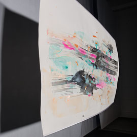 Circulation - Zirkulation II, 2018, Ink and acrylic on paper, 50 x 93 inches