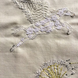 The Horse I loved, cotton, stitching. Part of a collaborative project in progress