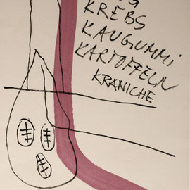Zeichnung zu "EGO - Raum + Landschaft", Tusche, Achatpapier, 25 x 36,5 cm
