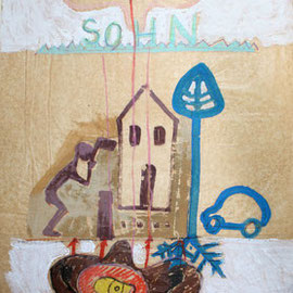 Zum Versöhnungszeichen, 2003, Fettkreide, Acryl auf Fettpapier