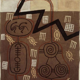 HELFER WEG- HELFER FÜR DIE MÄCHTIGEN III, 1990 Asche, Ruß, Kalk, Pigment, Papierpappe/Gaze, 103 x 141 cm
