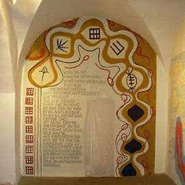 Zum Versöhnungszeichen, 2003, Acryl auf Folie, Wandbespannung