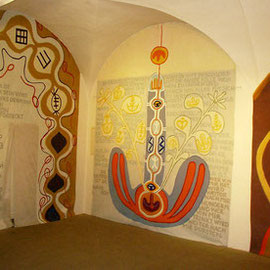 Versöhnungszeichen, 2003, Acryl auf Folie, Wandbespannung