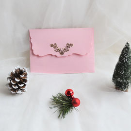 Geschenkkuvert Weihnachten (10) Kuvert rosa-grün mit Engelsflügel und Weihnachtsstern