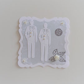 Hochzeitskarte weiß-graublau-silber "Love"