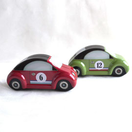 kleine Autos Blechdose, Kugelblitz mit Blumen rot, grün