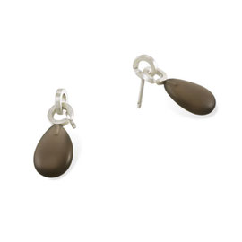 "Circle Line OR" Earstuds : sterling silver, smoky quartz