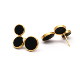 "Onyks 3er XL" Earstuds : gold 750, onyx