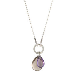 "Circle Line ARA" Pendant :  sterling silver, smoky quartz, amethyst 