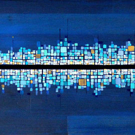 CITÉ CÉLESTE I  80 X 25 cm   acrylique sur hêtre