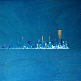 SKYLINE   83 x 61 cm  acrylique sur bois