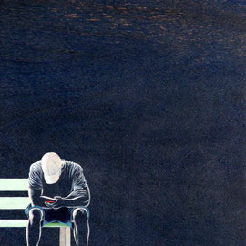 L'HEURE VERTE   61 x 40 cm  acrylique sur bois