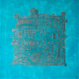 CITADELLE D'ARGENT  40 x 40 cm  acrylique sur toile