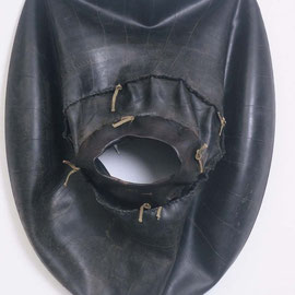 body work #2, handsewn rubber & linen thread, 72" x 72", 1997