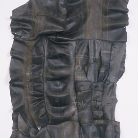 surface tension #12 , handsewn rubber & linen thread, 100" x 72", 1999