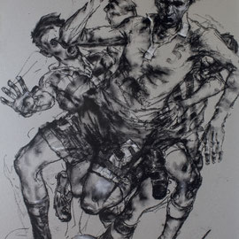 Angriff (Kohle auf Papier 70x100)