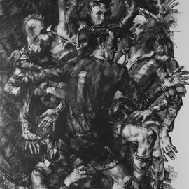 Luftduell (Kohle auf Papier 70x100)