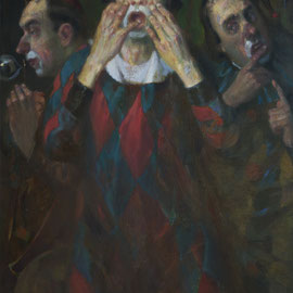 Nichts sehen, nichts hören, nichts sagen (Öl auf Karton 30x40)