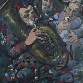 Zirkusmusiker (Acryl auf Karton 30x40)