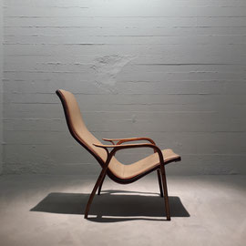 Yngve Ekström "Lamino" Lounge Chairs in Molded Plywood and Leather for Swedese, Sweden, 1950