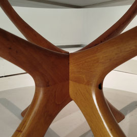 Illum Wikkelsø  Low Table Model "T118"  Massive Carved Teak Wood  Manufactured by Niels Eilersen Craftsmanship, Denmark, 1960s PN.Modern