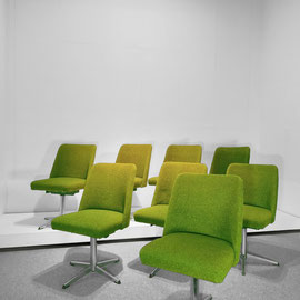 Set of Eight East German Interflug Schönefeld Airport Lounge Zwivel Chairs, VEB Metallwaren Naumburg, DDR GRD, c.1960s