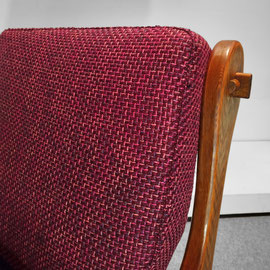 Belgian Brutalist Oak Armchairs, Hand-carved Craftsmanship With Violet Chanel Tweed, c.1970s PN.Modern pnmodern.com