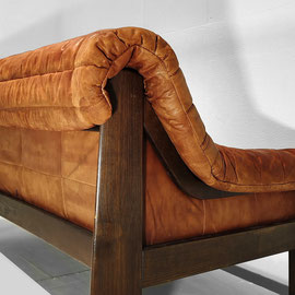 Probell Jean Gillon Brutalist Tauari Wood Leather Brutalist Sofa, Brazilian Design, 1960s - PN.Modern pnmodern.com