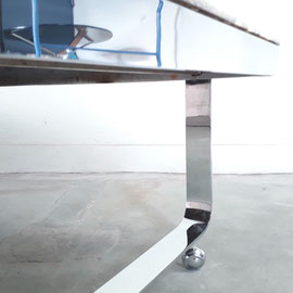 Italian "Majestic Ocean" Marble and Steel Rolling Coffee Table, circa, 1970