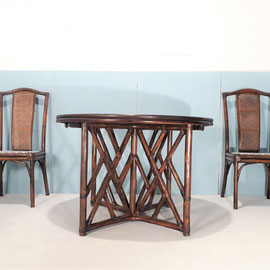 Vivai Del Sud, Rattan, Bamboo, Straw Dining Set, Italy, 1960s