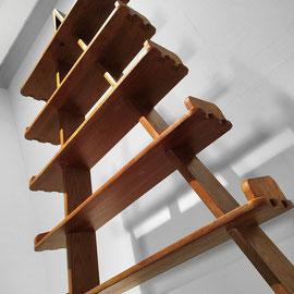 HKM Cabinetmakers Solid Waxed Oak Shelving, Book case, Room Divider, France, c.1970 - PN.Modern pnmodern.com