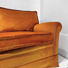 Italian Custom-Tailored Cabinetmaker Four-Seater Indian Yellow Velvet Sofa, Italy, 1960s - PN.Modern pnmodern.com