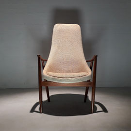 Ib Kofod Larsen Early and Rare High back Reading Chair, Denmark, circa, 1950