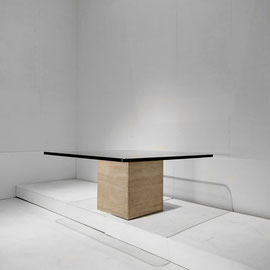 Roger Vanhevel Travertine Glass Centre Table Artisan-made Furniture, Belgian Design, Belgium, c.1970 - PN.Modern pnmoderen.com