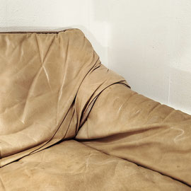 Salotti Natuzzi Postmodern Lounge Chair, Two-Seater Sofa in Beige Leather, Italy, c.1980 PN.Modern pnmodern.com