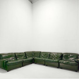 Dreipunkt International  Green Leather Sectional Corner Lounge sofa and Lounge Chair, Germany, c.1970 - PN.Modern pnmodern