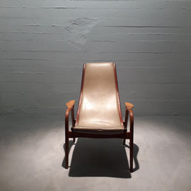 Yngve Ekström "Lamino" Lounge Chairs in Molded Plywood and Leather for Swedese, Sweden, 1950