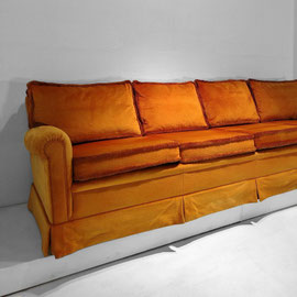 Italian Custom-Tailored Cabinetmaker Four-Seater Indian Yellow Velvet Sofa, Italy, 1960s - PN.Modern pnmodern.com