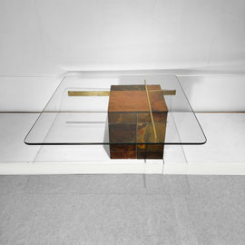 Artedi Slate Brass Glass Postmodern  Coffee Table, Italy, 1970s - PN.Modern pnmodern