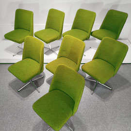 Set of Eight East German Interflug Schönefeld Airport Lounge Zwivel Chairs, VEB Metallwaren Naumburg, DDR GRD, c.1960s